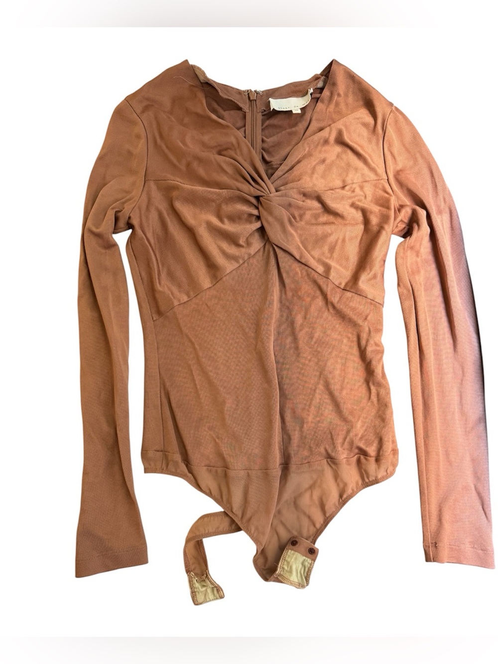 Fleur du Mal Twist V Neck Long Sleeve Bodysuit M